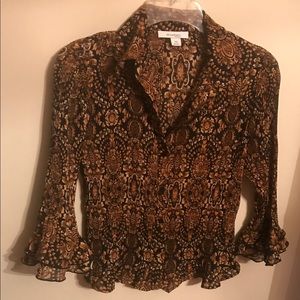 Dressbarn Petite M Crinkle Top Fall Colors